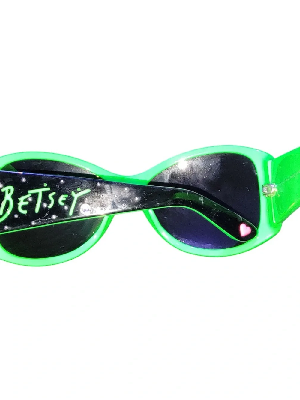 Betsey Johnson Vintage Kids Black Sunglasses with Neon Green Trim